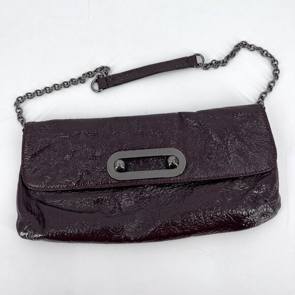 HOBO International Brown Patent Clutch Style Shoulder‎ Bag Wallet Interior - Picture 1 of 8
